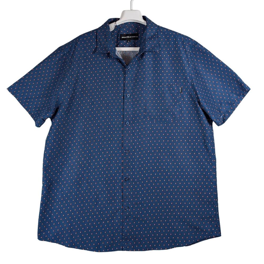 Molokai Surf Company Blue Chevron Print Button Down Shirt Men’s Size XL USED